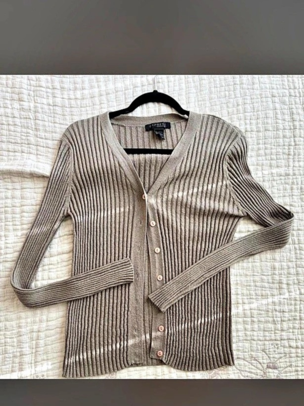 Express Ribbed Cardigan in Brown Size Medium Like New